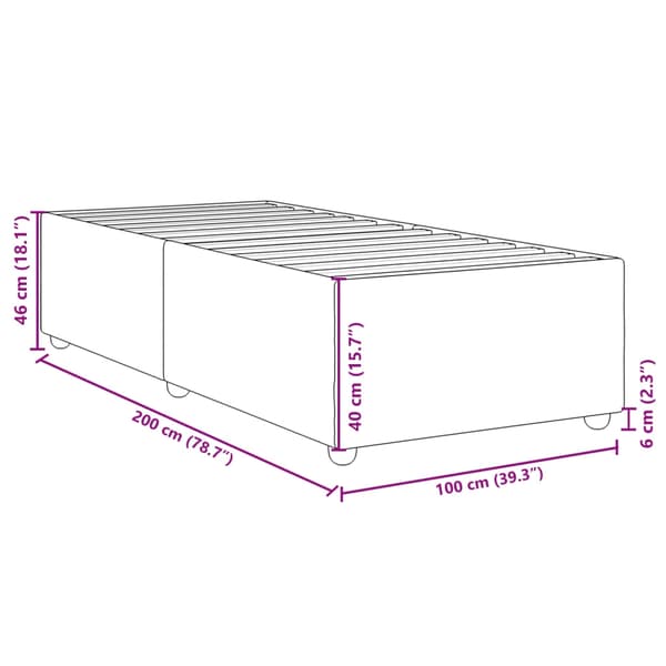 vidaXL Sängram utan madrass ljusgrå 100x200 cm tyg Grå