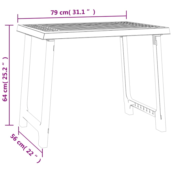 vidaXL Campingbord vit 79x56x64 cm PP träutseende Vit