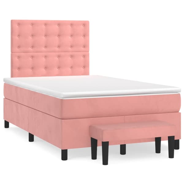 vidaXL Ramsäng med madrass rosa 120x200 cm sammet Rosa