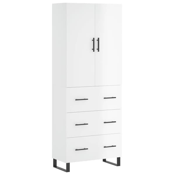 vidaXL Högskåp högglans vit 69,5x34x180 cm konstruerat trä Vit