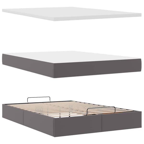vidaXL Ottoman sängram med madrass grå 140x200 cm konstläder Grå