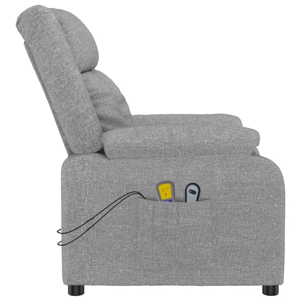 vidaXL Elektrisk massagefåtölj ljusgrå tyg Grå