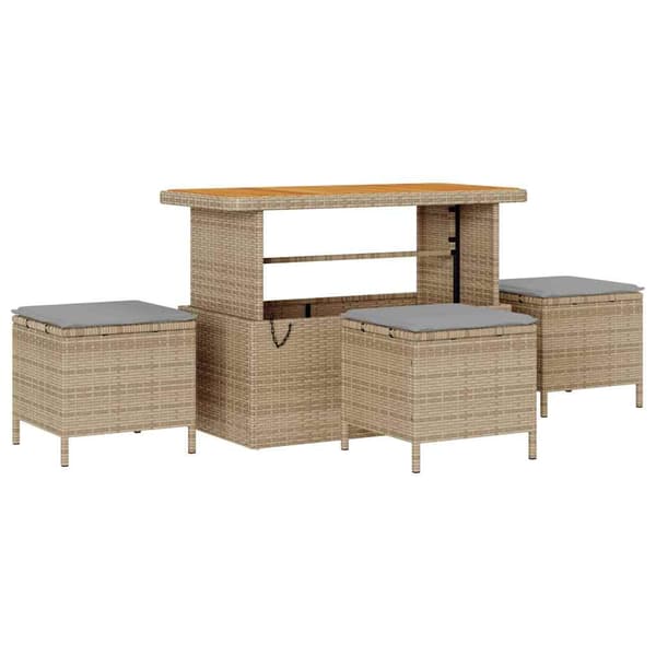 vidaXL Trädgårdsoffset 10 st Beige konstrotting Beige