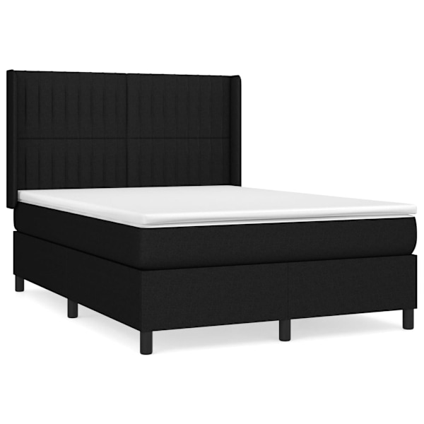 vidaXL Ramsäng med madrass svart 140x200 cm tyg Svart