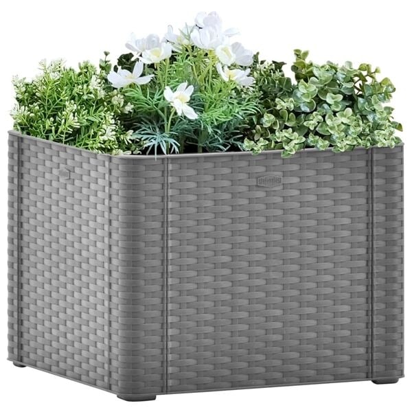 vidaXL Upphöjd odlingslåda med självbevattning grå 43x43x33 cm grå