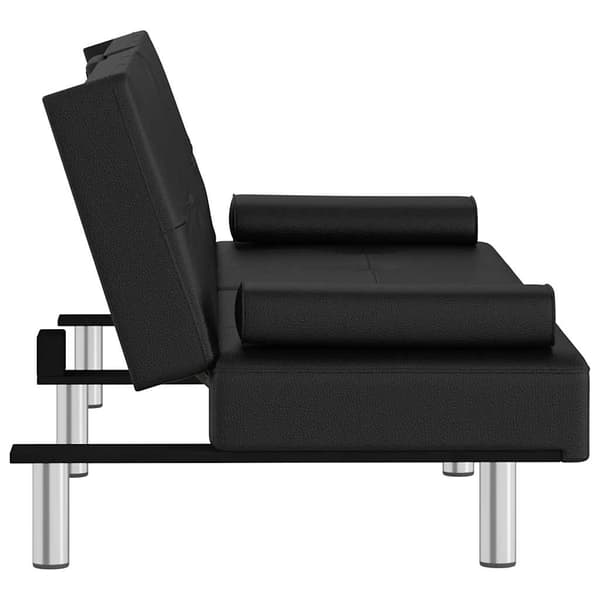 vidaXL Bäddsoffa med mugghållare svart konstläder art