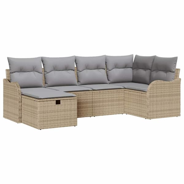vidaXL Trädgårdsoffset 6 st Poly rattan Beige