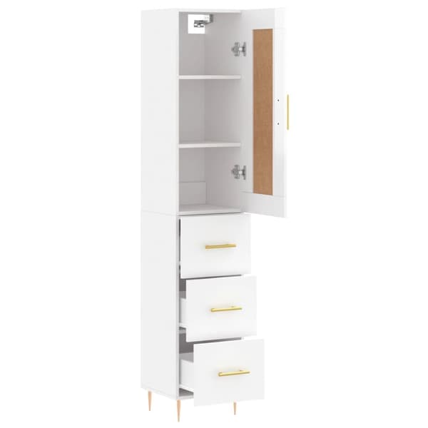 vidaXL Högskåp vit högglans 34,5x34x180 cm konstruerat trä Vit