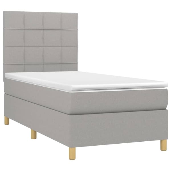 vidaXL Ramsäng med madrass ljusgrå 90x190 cm tyg Grå