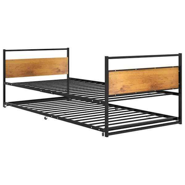 vidaXL Utdragbar sängram svart metall 90x200 cm Svart
