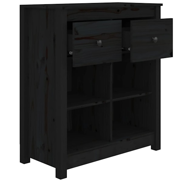 vidaXL Skänk svart 70x35x80 cm massiv furu Svart