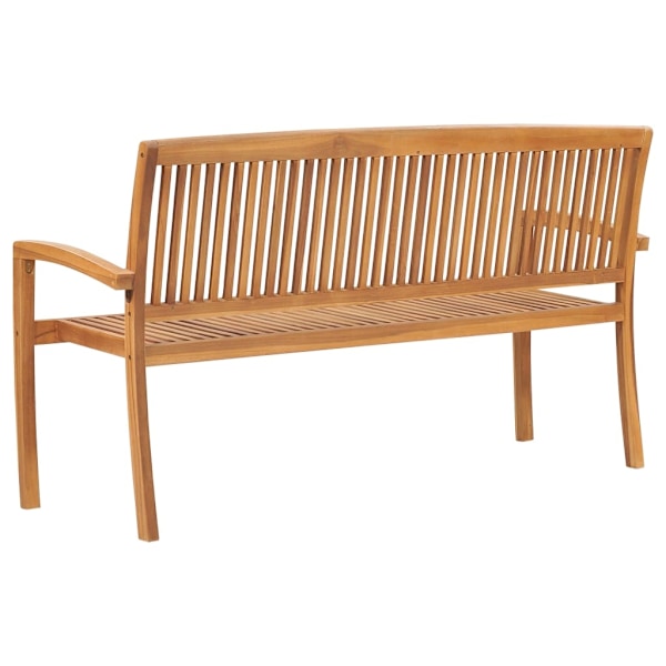 vidaXL Stapelbar trädgårdsbänk med dyna 159 cm massiv teak Grön