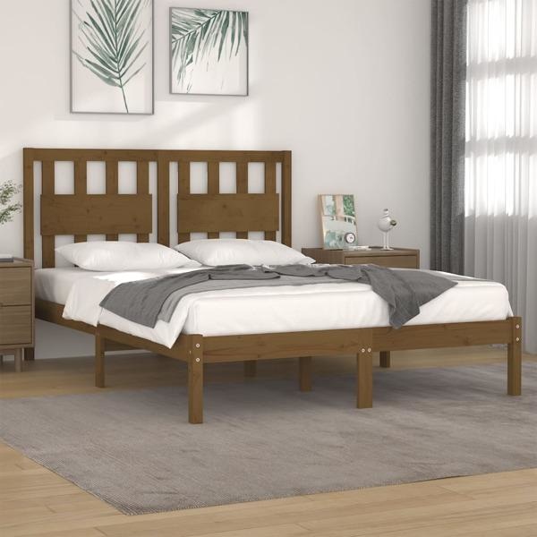 vidaXL Sängram honungsbrun massiv furu 120x200 cm enkelsäng Brun