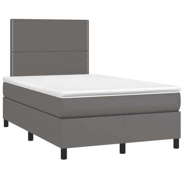 vidaXL Ramsäng med bäddmadrass grå 120x190 cm konstläder Grå