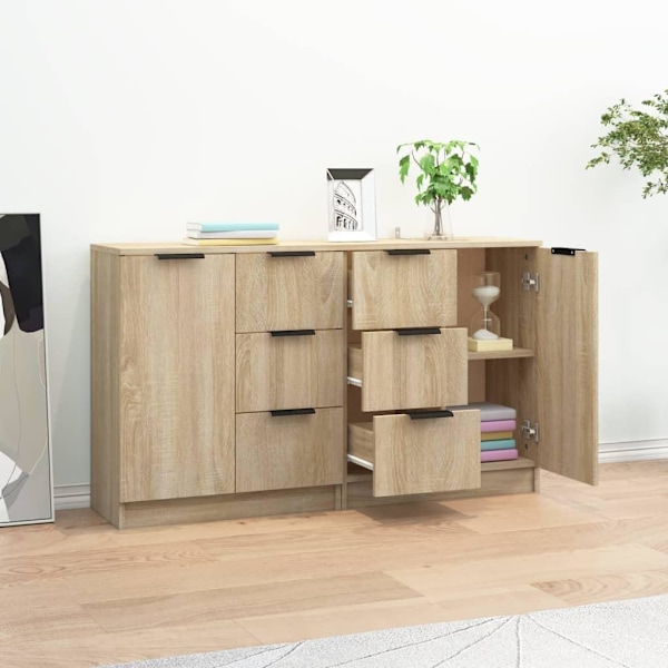 vidaXL Skänkar 2 st sonoma-ek 60x30x70 cm konstruerat trä Brun
