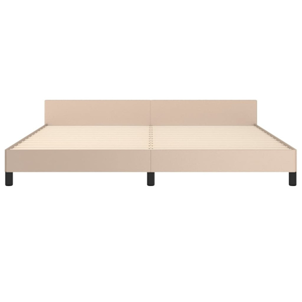 vidaXL Sängram med huvudgavel cappuccino 200x200 cm konstläder Brun