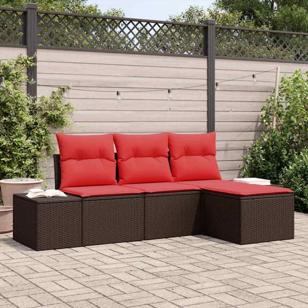 vidaXL Soffset 4 st Brun [Syntetisk]: Poly Rattan Brun