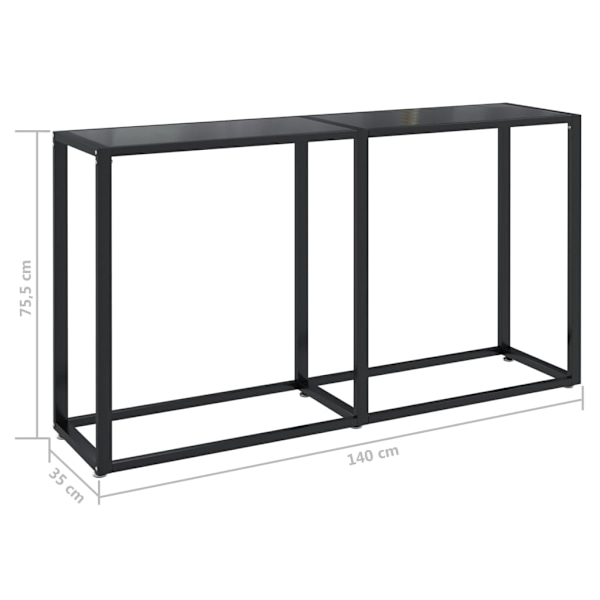 vidaXL Konsolbord svart 140x35x75,5 cm härdat glas Svart