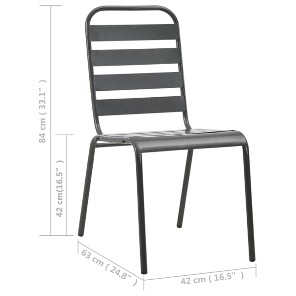 vidaXL Utestolar 4 st ribbad design stål mörkgrå grå
