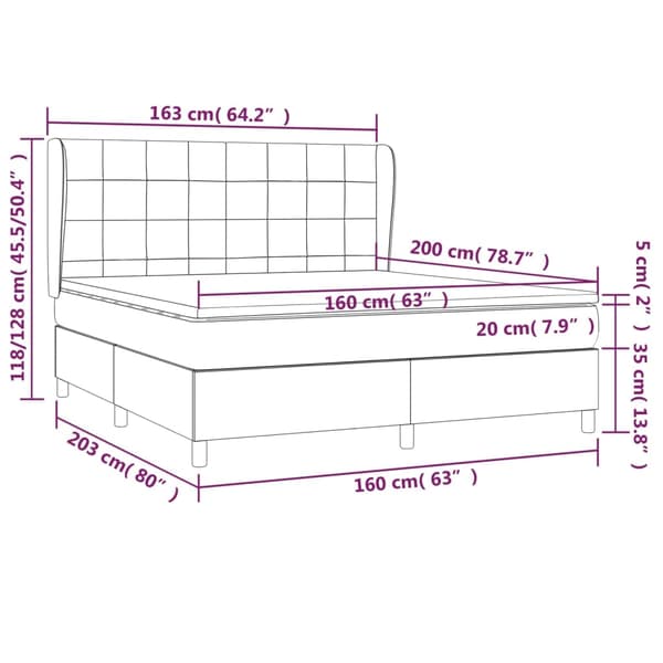 vidaXL Ramsäng med madrass ljusgrå 160x200 cm sammet Grå