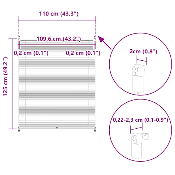 vidaXL Plisségardin 110x125 cm creme Creme