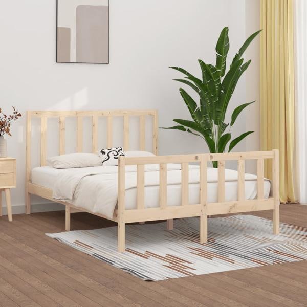 vidaXL Sängram massivt trä 140x190 cm Brun