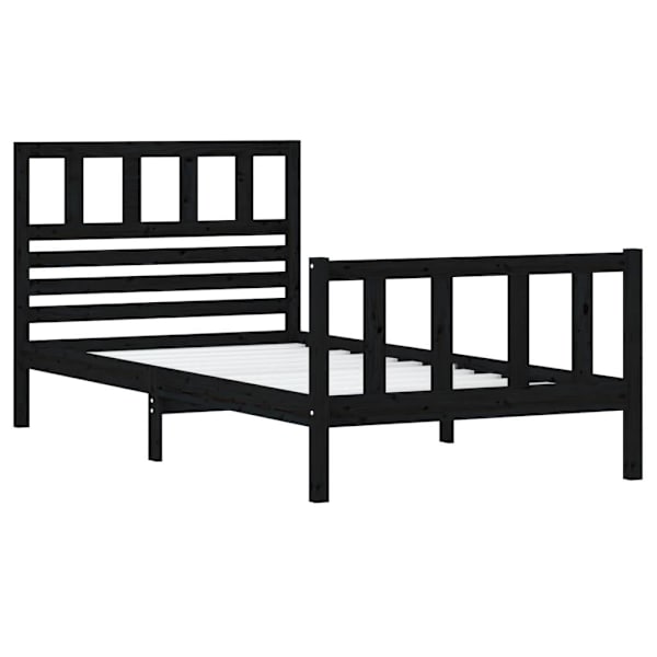 vidaXL Sängram svart massivt trä 90x200 cm enkelsäng Svart