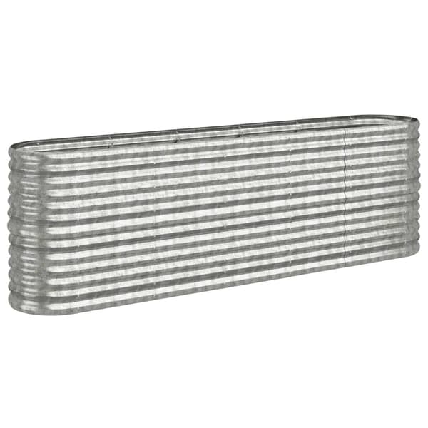 vidaXL Odlingslåda pulverlackerat stål 224x40x68 cm silver Silver