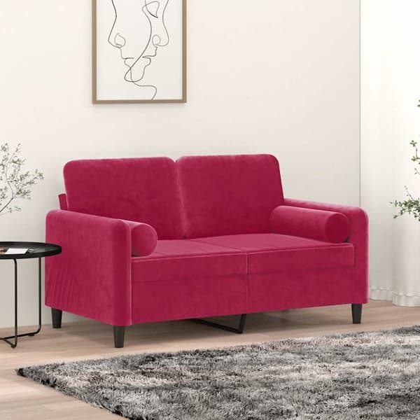 vidaXL Prydnadskuddar 2 st vinröd Ø15x50 cm sammet Röd