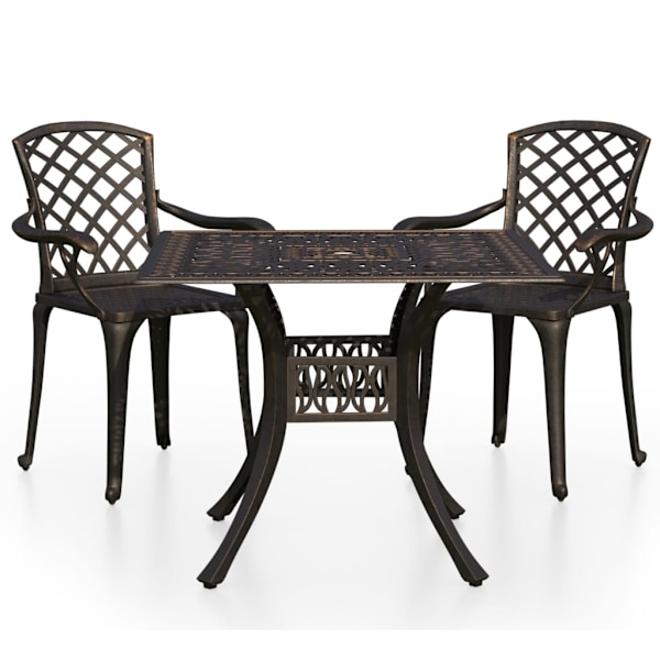 vidaXL Caféset 3 delar gjuten aluminium brons Brun