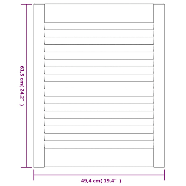 vidaXL Skåplucka lamelldesign 61,5x49,4 cm massiv furu Brun