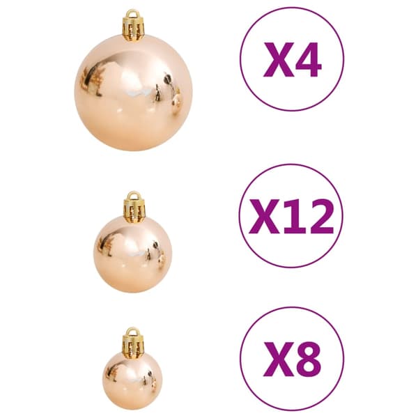 vidaXL Julgranskulor 111 delar roséguld polystyren Guld