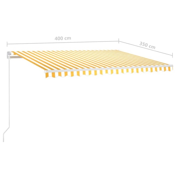 vidaXL Markis manuellt infällbar med LED 400x350 cm gul och vit Gul