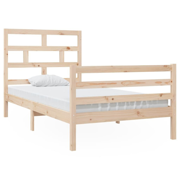 vidaXL Sängram massiv furu 100x200 cm enkelsäng Brun