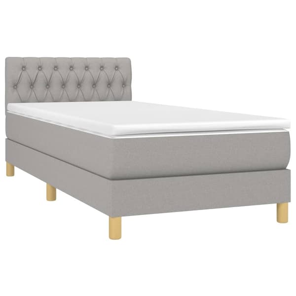 vidaXL Ramsäng med madrass ljusgrå 100x200 cm tyg Grå