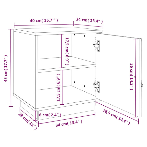 vidaXL Sängbord 2 st honungsbrun 40x34x45 cm massiv furu Brun