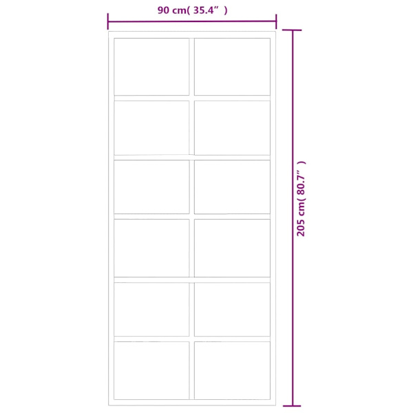 vidaXL Skjutdörr med beslagset ESG glas och aluminium 90x205 cm Svart
