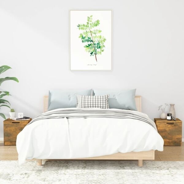 vidaXL Sängbord 2 st rökfärgad ek 40x39x40 cm Brun