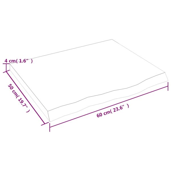 vidaXL Bordsskiva ljusbrun 60x50x(2-4) cm behandlad massiv ek Brun