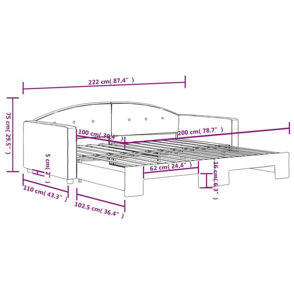 vidaXL Dagbädd utdragbar blå 100x200 cm sammet Blå
