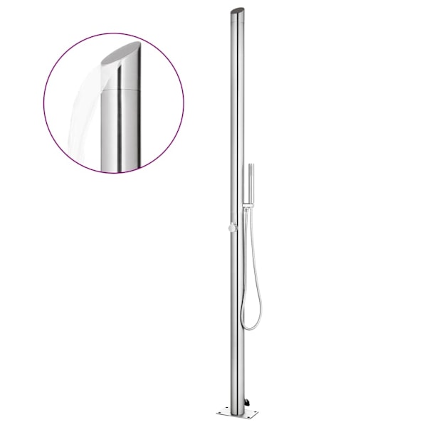 vidaXL Trädgårdsdusch med brunt golv 225 cm rostfritt stål Brun