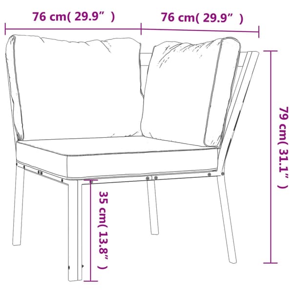 vidaXL Trädgårdsstol med grå dynor 76x76x79 cm stål art