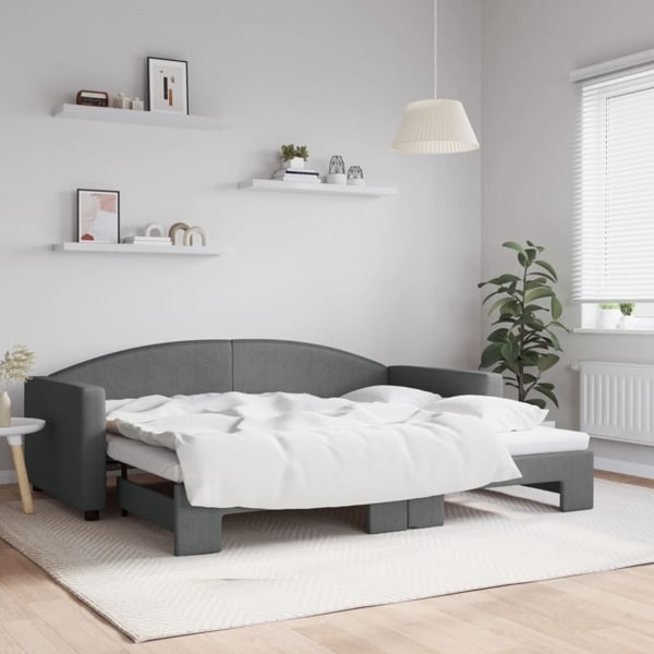 vidaXL Dagbädd utdragbar mörkgrå 90x200 cm tyg Grå