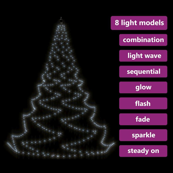 vidaXL Hängande julgran med metallkrok 260 LED kallvit 3 m inne/ute Vit