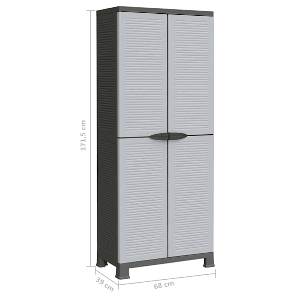 vidaXL Plastskåp 68x39x171,5 cm grå