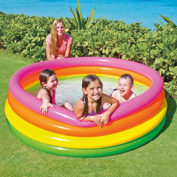 INTEX Uppblåsbar pool Sunset 4 ringar 168x46 cm Flerfärgsdesign
