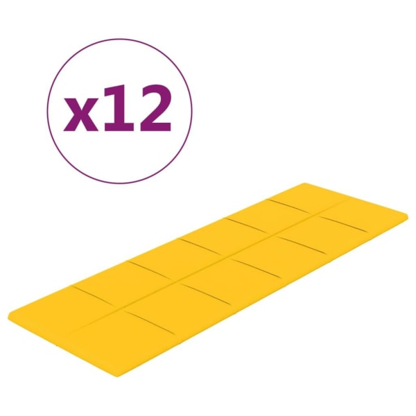 vidaXL Väggpaneler 12 st gul 90x30 cm sammet 3,24 m² Gul