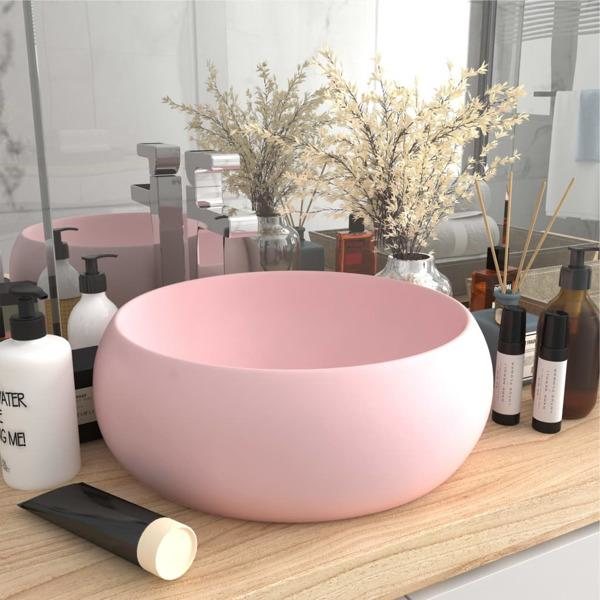 vidaXL Lyxigt runt handfat matt rosa 40x15 cm keramik Rosa