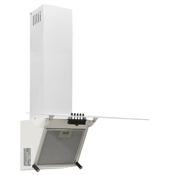 vidaXL Köksfläkt 60 cm stål och härdat glas vit Vit