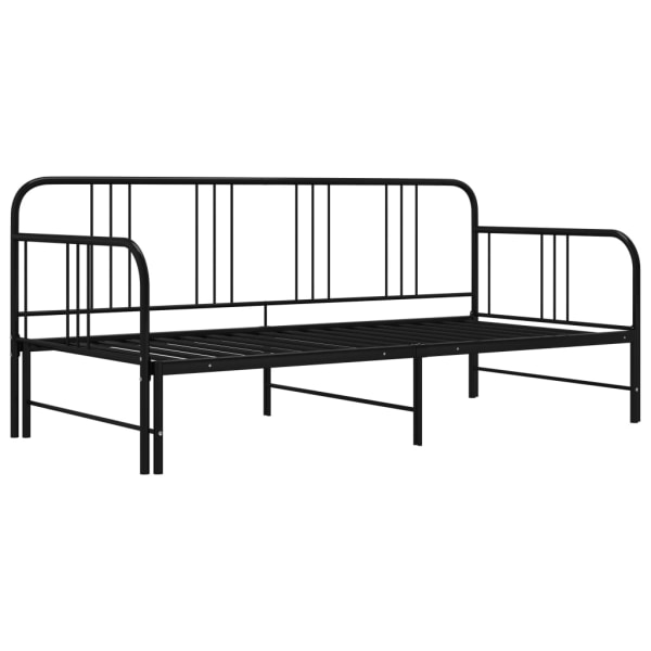 vidaXL Utdragbar sängram bäddsoffa svart metall 90x200 cm Svart